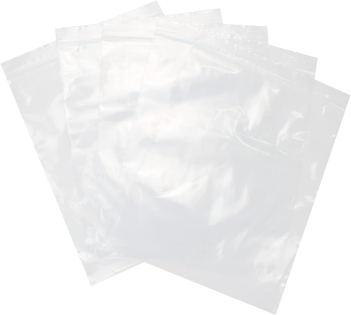 8" X 10" (100 Bags) 2 Mil Clear Reclosable Zip Plastic Poly Bags, Quart with Resealable Lock Seal Zipper