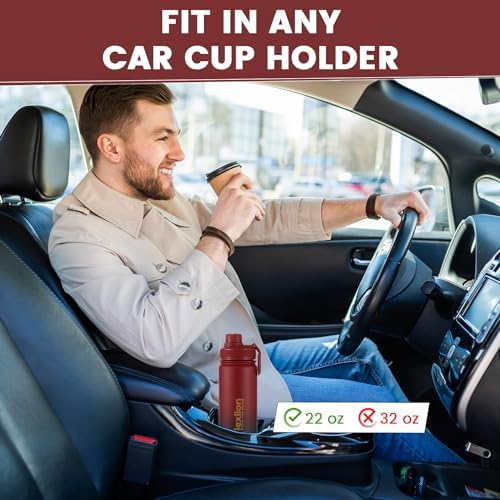 Lexlion 22 Oz Triple Walled Insulated Stainless Steel Fruit Infuser Water Bottle, 3 Lids, Silicone Sleeve, Leakproof, Dishwasher Safe