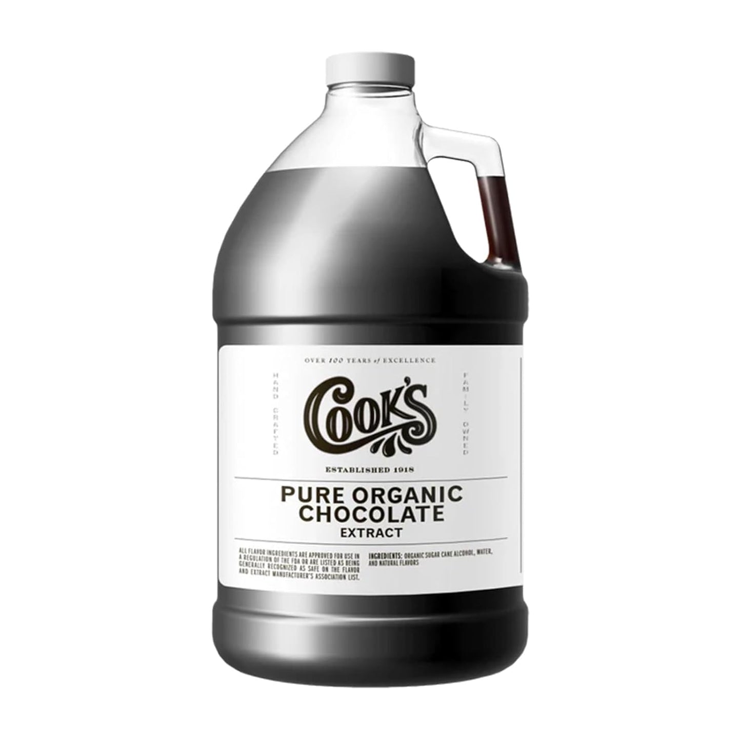 Cook's, Organic Chocolate Extract, for Beverages, Cakes, and Cookies, 128 Ounces (1 Gallon)