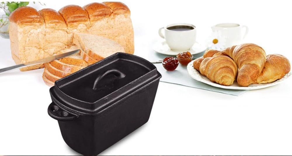 Voulosimi Cast Iron Loaf Oven Pan - 4.33"x4.92"x8.66" Durable Loaf Pans Rectangular Baking Pan for home baking (Bread Pan, 2 x 2 QT)