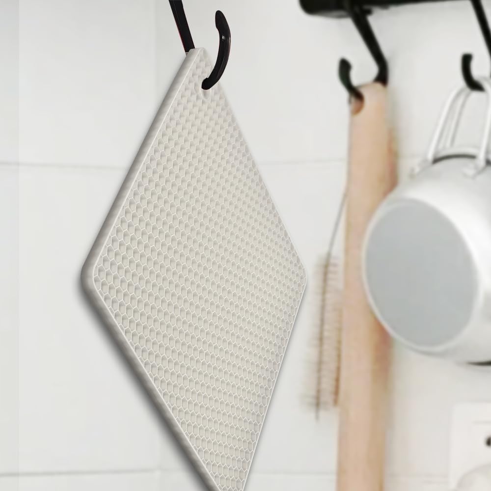 homEdge Silicone Square Trivets Mat, 6 Packs Multipurpose Non Slip Heat Resistant Pot Holder-White