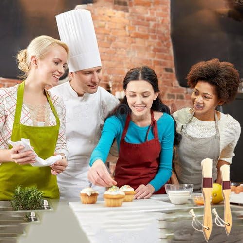 Pastry Brush Natural Bristle Wooden, MSART Basting/Food Brush, with Beech Wood Handle and Rope Hook, Great for Butter, Cookies, Oil, Bread, Frosting. Easy to Clean (1 inch & 1.5 inch set)