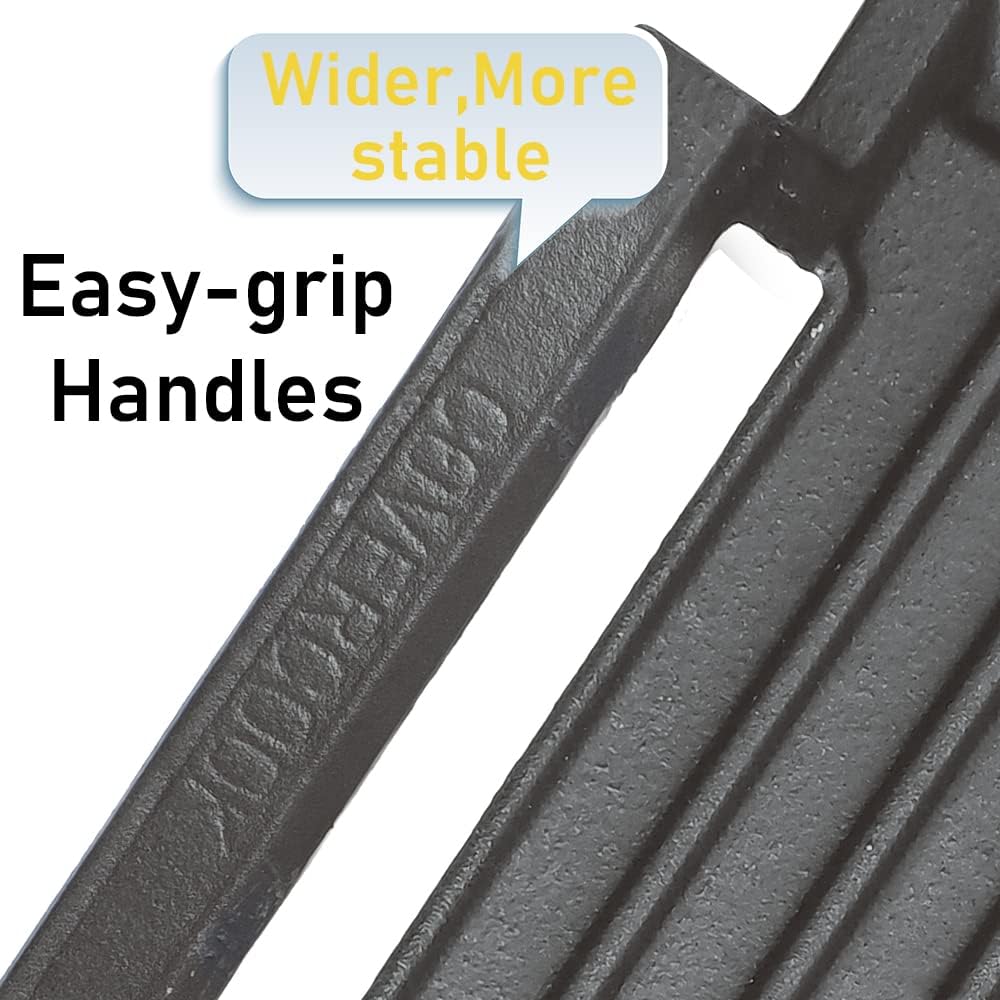 COVERCOOK Griddle Pan, Cast Iron Grill Hot Plate, Rectangular Grill, 2 handles with Ridged Surface for Induction Electric Cooktop,16 x 9inch