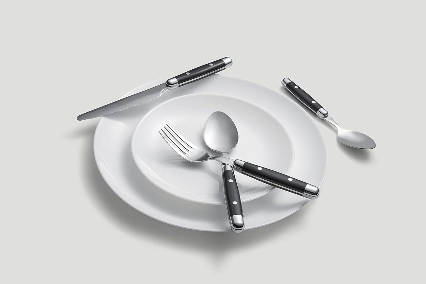 Cambridge Silversmiths 16 Piece Jubilee Flatware Set, Black