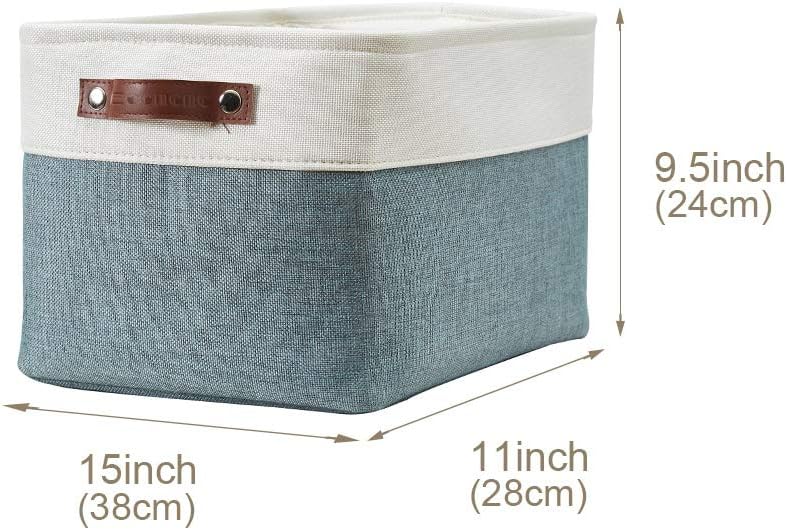DECOMOMO Storage Baskets for Shelves - Fabric Storage Bins, Linen Closet Organizers and Storage (Green & White, Large - 4 Pack)