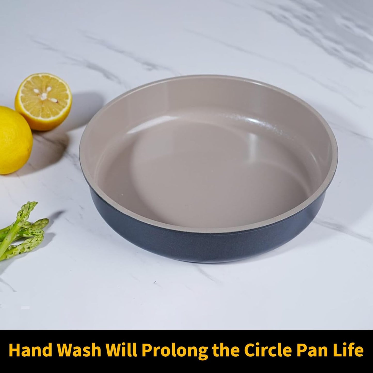 9.5 Inch Round Cake Pan Set of 2,Cast Aluminum Bakeware Ceramic Nonstick Oven and Dishwasher Safe(Black)