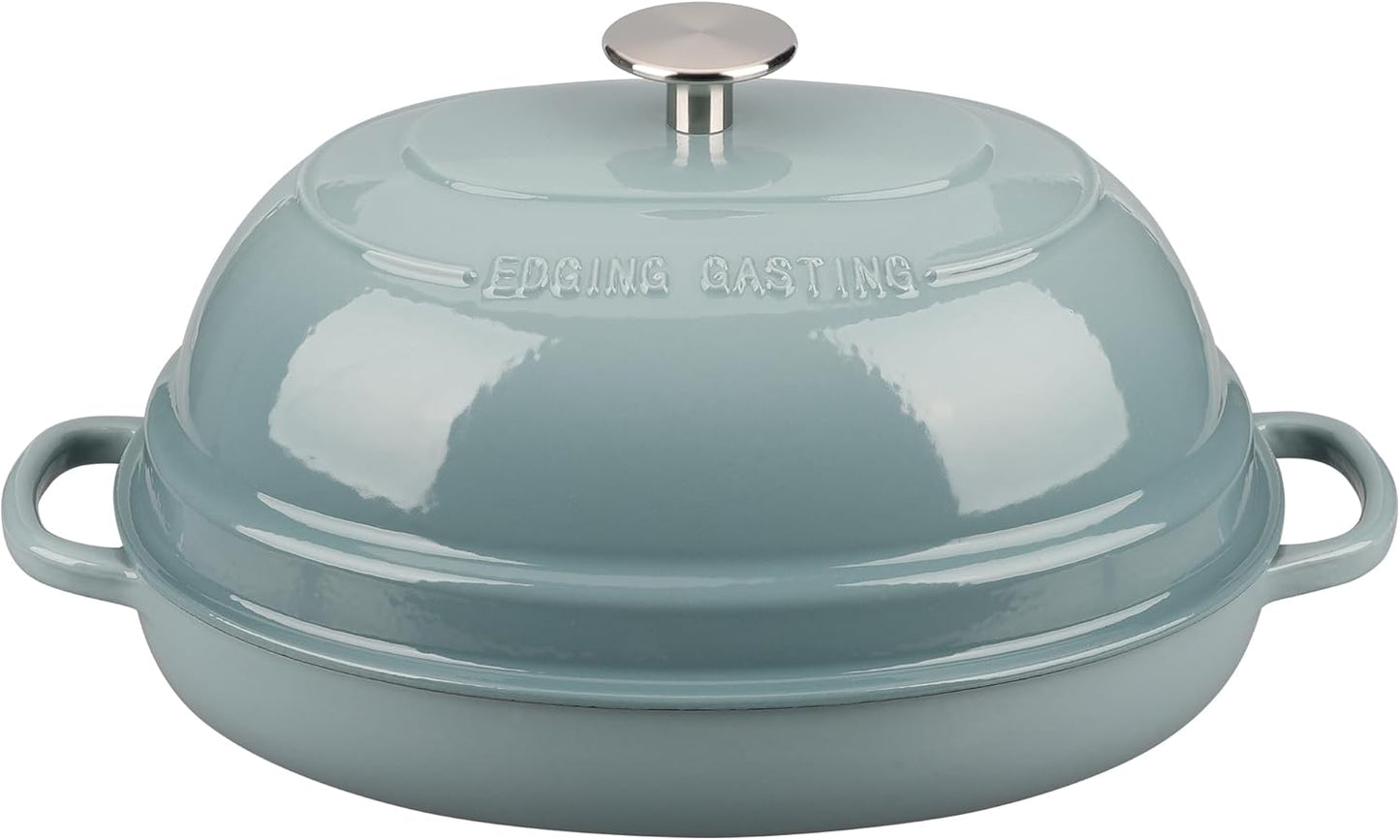 Enameled Oval Cast Iron Dutch Oven Pot with Lid, Bread Dutch Oven for Sourdough Bread Baking, 6QT, Seasalt