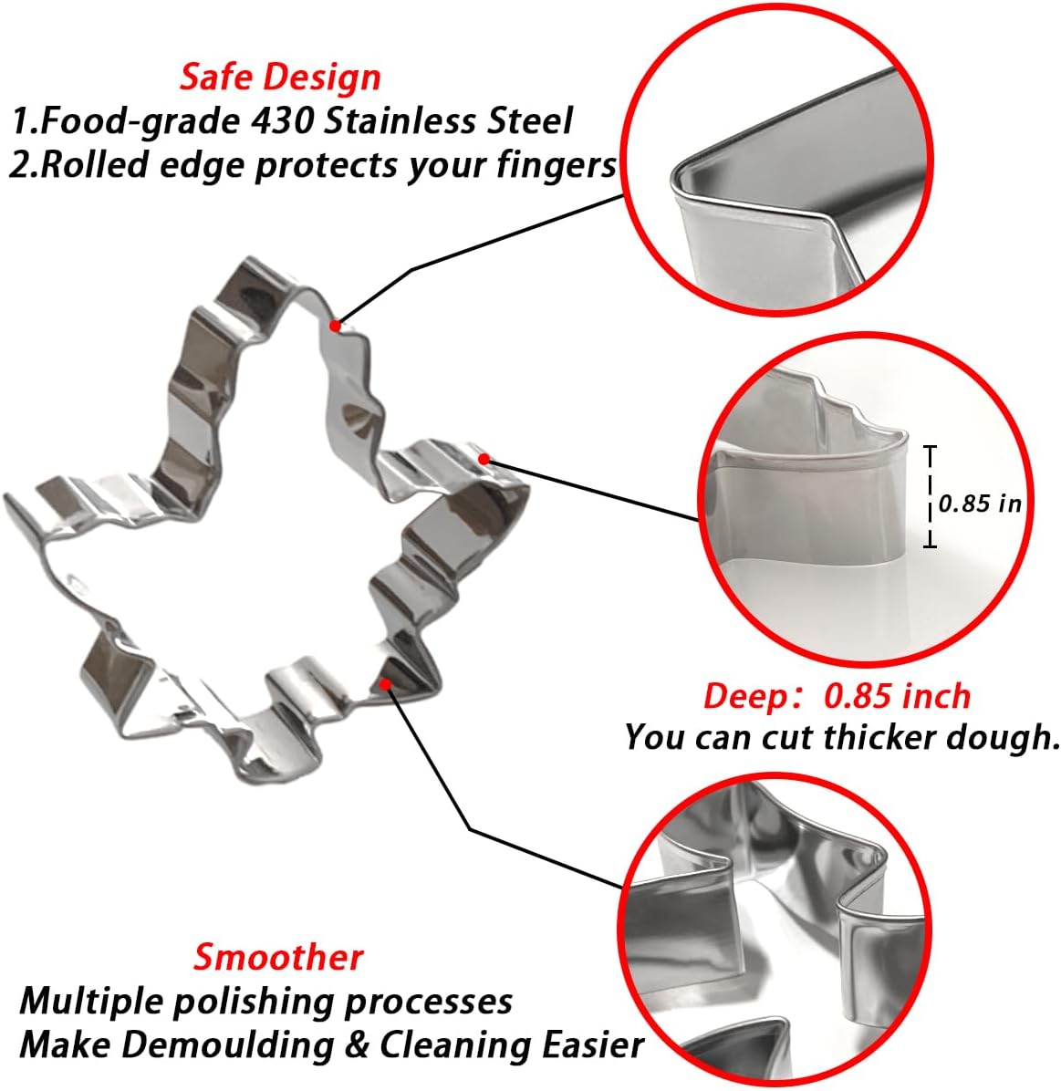 Thanksgiving Cookie Cutters Set 5PCS, Food-grade Stainless Steel Turkey Pumpkin Pine Cones Maple Leaf Fall Cookie Cutters Shapes, Sturdy Metal Biscuit Cutters for Home Holiday Family Baking