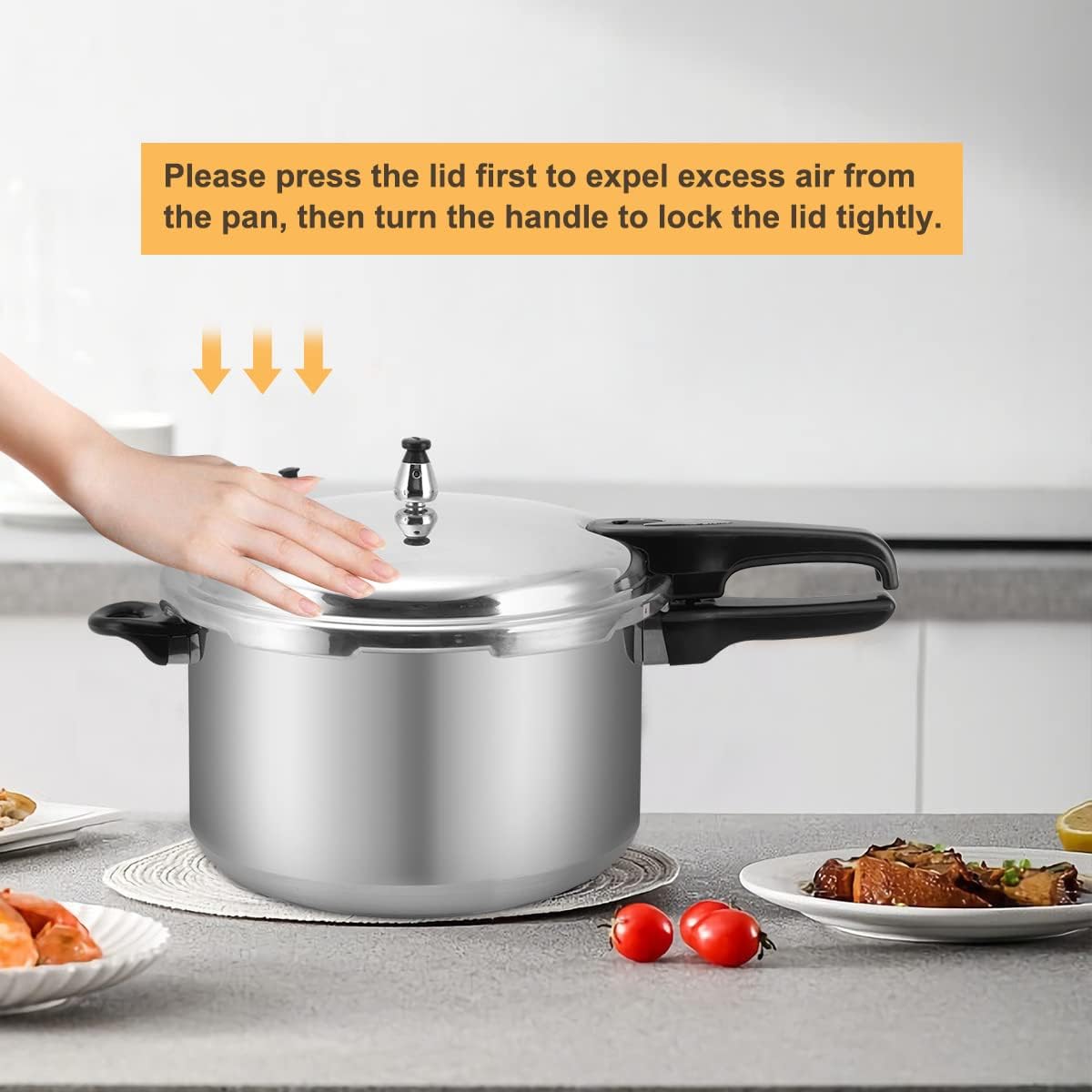 12 Quart Pressure Cooker,Aluminum Pressure Canner w/Canning Rack & Easy Lock Lid for Canning, Steaming