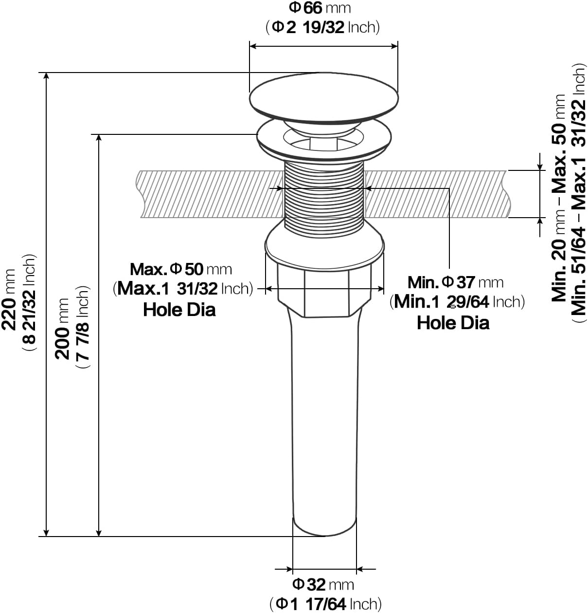 KAIYING Pop Up Drain, Bathroom Sink Drain Stopper, Vessel Sink Drain Assembly with Detachable Basket Stopper, Anti-Explosion and Anti-Clogging Drain Strainer (NO Overflow, Brushed Champagne Gold)
