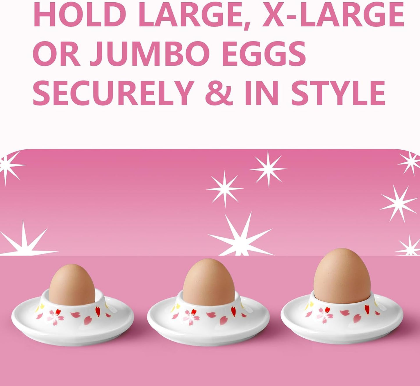 Cinf Ceramic Sakura Egg Holder Set of 2 Porcelain Holder With 2 Stainless Steels Egg Spoons Breakfast Boiled Cooking Easy to Clean Childhood Memories Kitchen