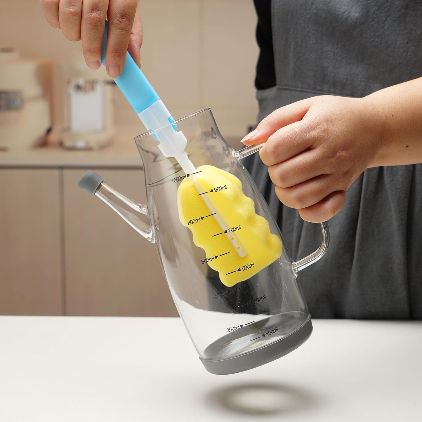 Large Glass Oil Dispenser Bottle for Kitchen Cooking Recipiente Para Aceite De Cocina Olive Oil Vinegar Dispenser Cruet Stainless Steel Lid No Drip Liquid Container (Champagne, 27oz / 800ml)