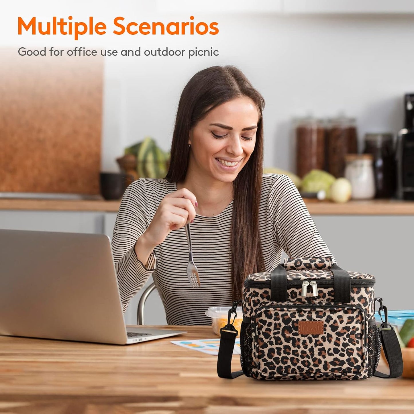 Lifewit Medium Lunch Bag Insulated Lunch Box Soft Cooler Cooling Tote for Adult Men Women, Leopard 12-Can (9L)