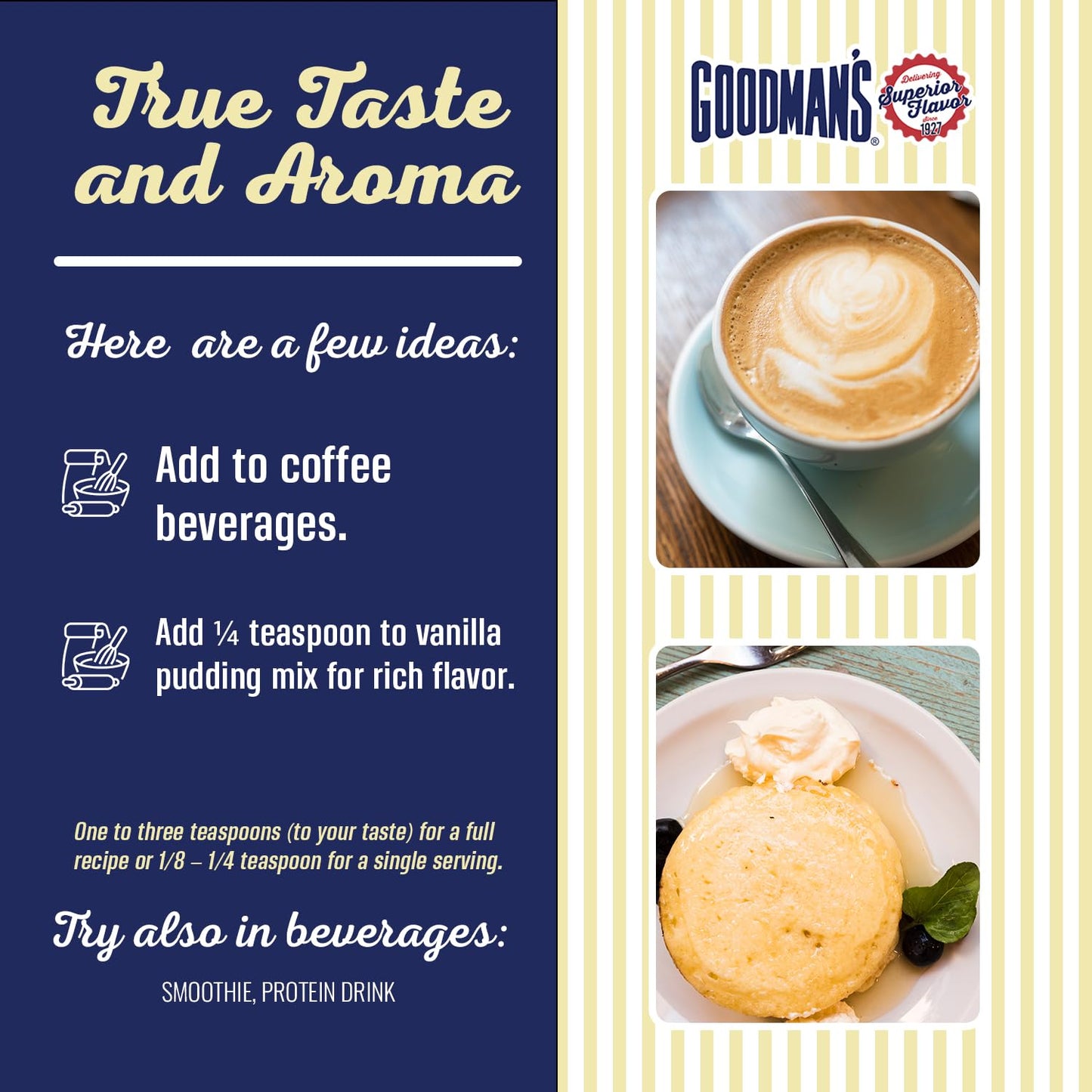 Goodman's Butter Extract - Gluten-Free, Non-GMO, Low Carb & Calorie, No Artificial Color - Safe for Dairy Sensitivities, Ideal for Baking - 1 Pint