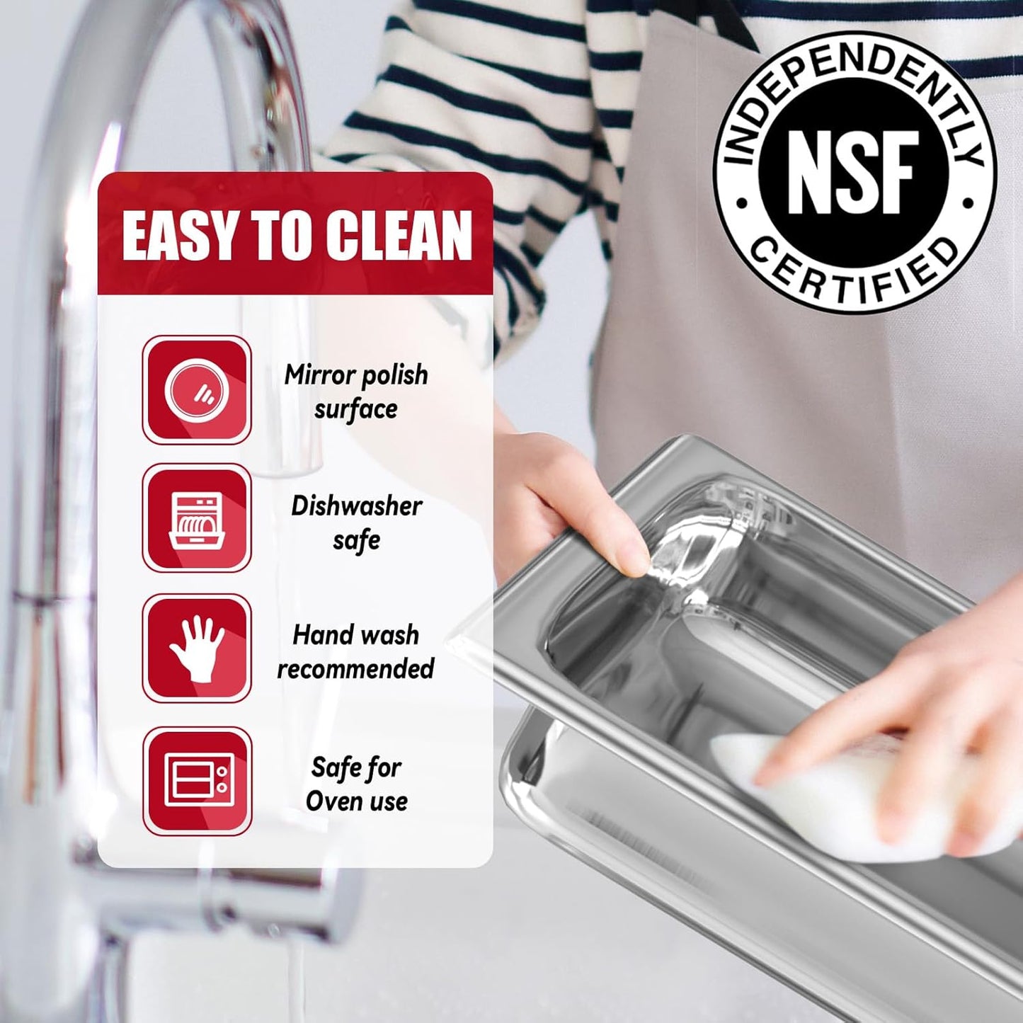 6 Pack Chafing Dish Buffet Set, 8QT Stainless Steel Rectangular Chafers and Buffet Warmer Sets for Catering, with Food & Water Pan, Lid, Foldable Frame, Fuel Holder for Event Party Holiday