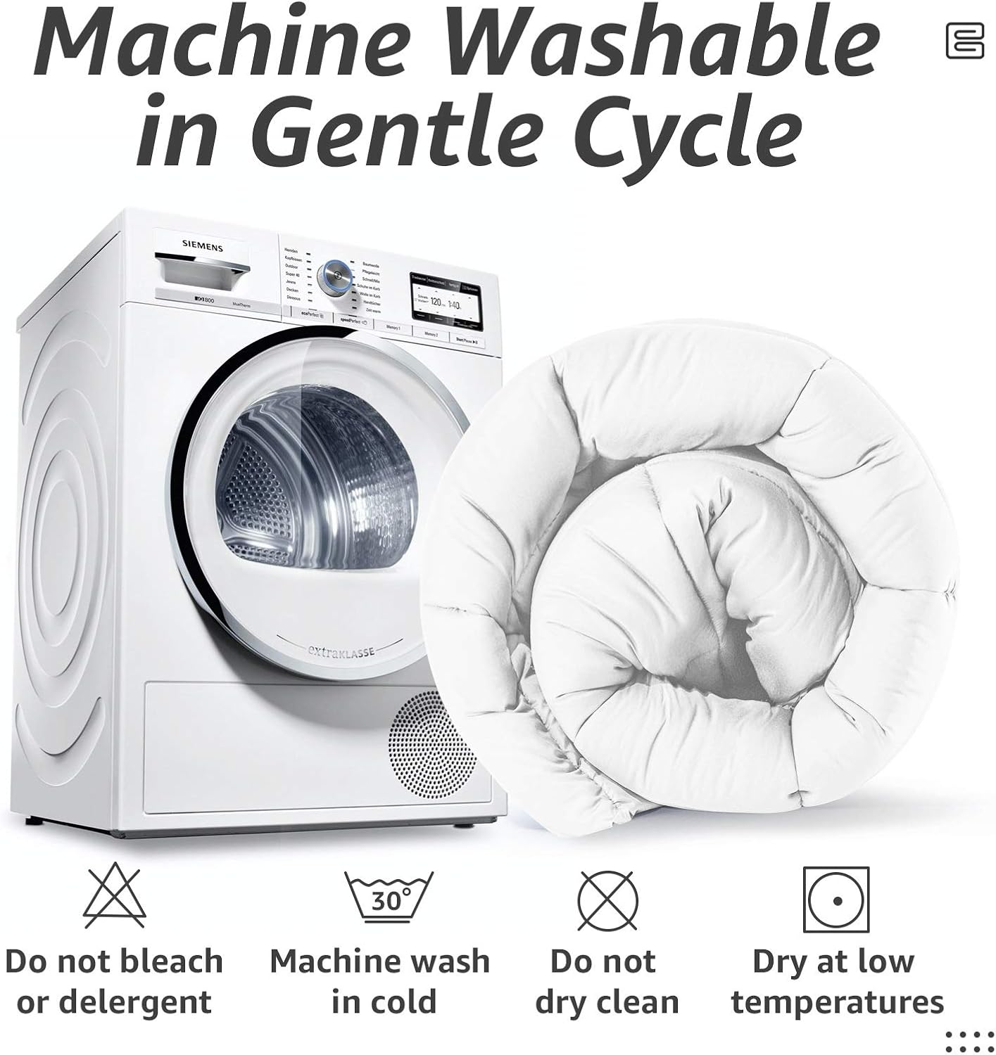 HYLEORY All Season California King Size Bed Comforter - Cooling Goose Down Alternative Quilted Duvet Insert with Corner Tabs - Winter Warm - Machine Washable - White