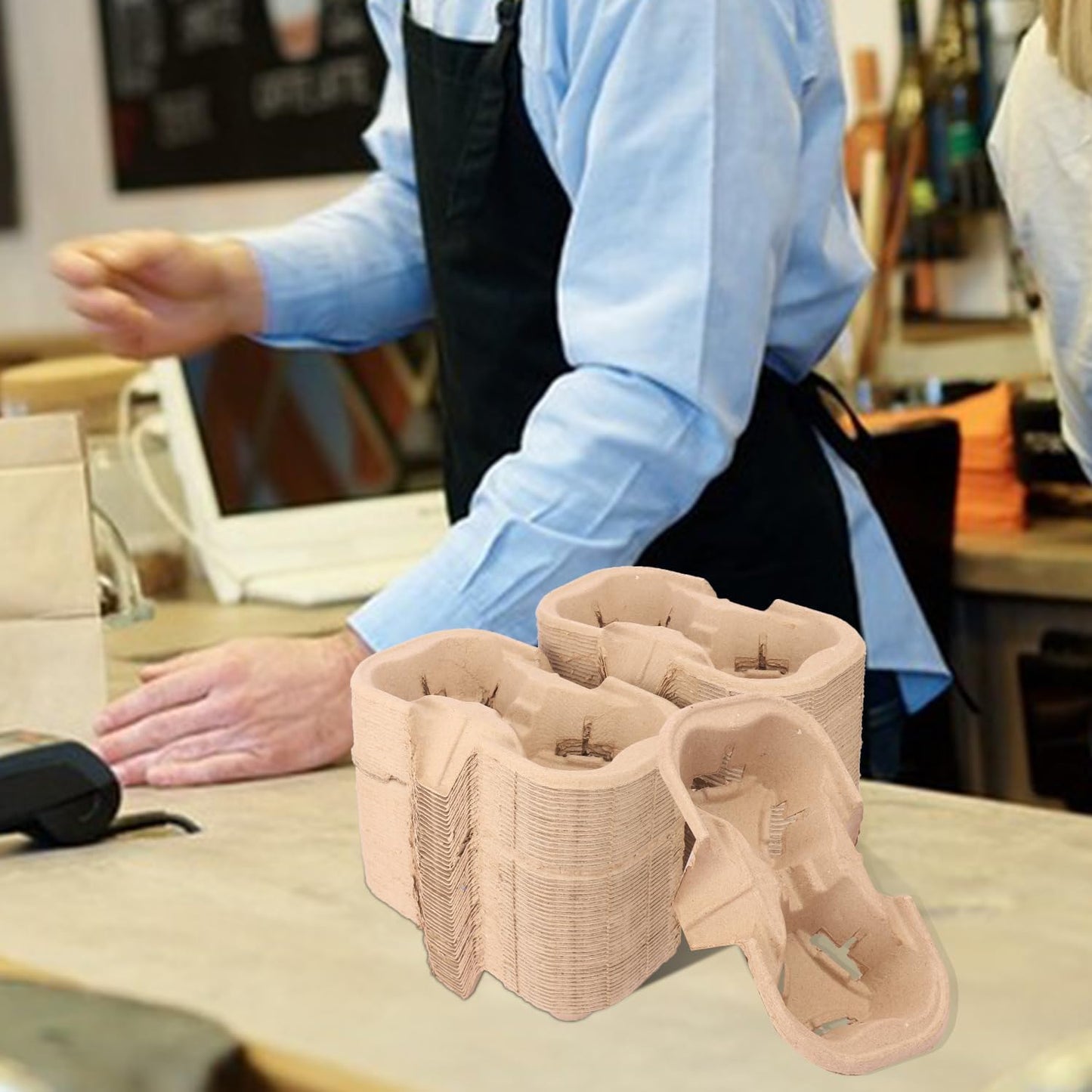 100 Pack Eco-Friendly Two Cup Drink Carrier, Disposable Cup Holder Tray for Your Beverage Needs? to Go Cup Holder for Hot and Cold Drinks by IHDYPPEW