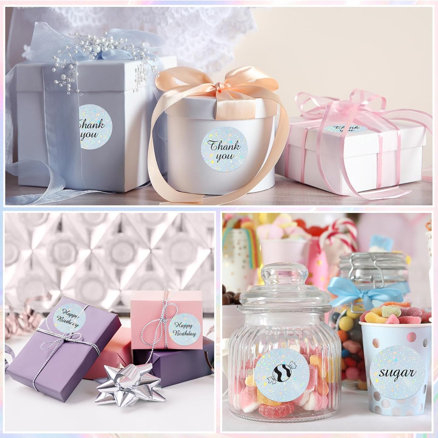 2''Holographic Thermal Label,Round Self-Adhesive Direct Thermal Label,Thermal Stickers for DIY Logo Design,Name Tag (300/Roll Starry Sky