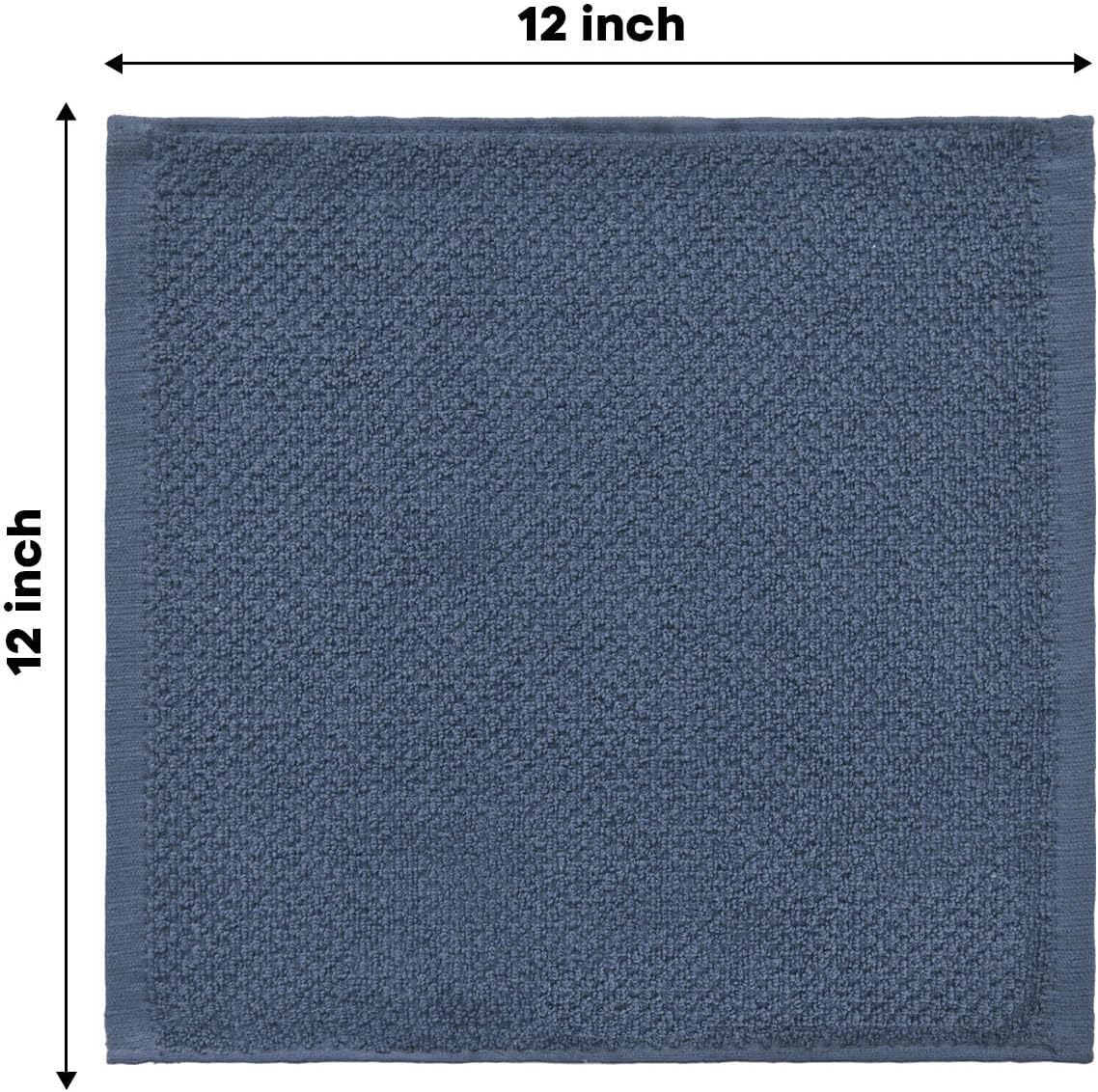 Artoid Mode Ring Spun Cotton Blue Dishcloth Kitchen Towels, 12x12 Inch Ultra Soft Absorbent Quick Drying Household Cleaning Kitchen Rags Set of 4