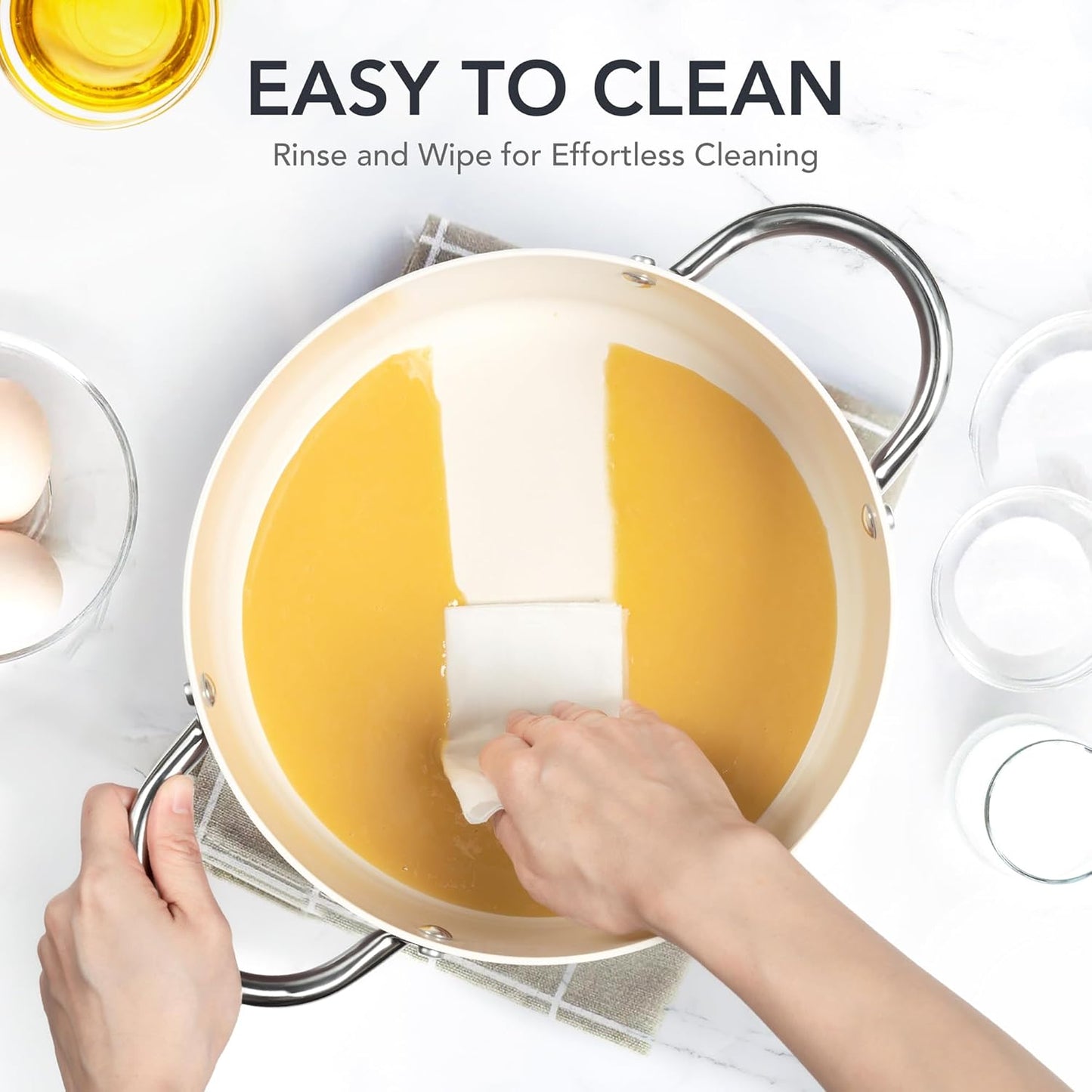 MICHELANGELO Stock Pot with Lid, 6 Quart Soup Pot with Ceramic Coating, Nonstick Ceramic Cooking Pot, Induction Compatible Stockpot - 6QT, Haze blue