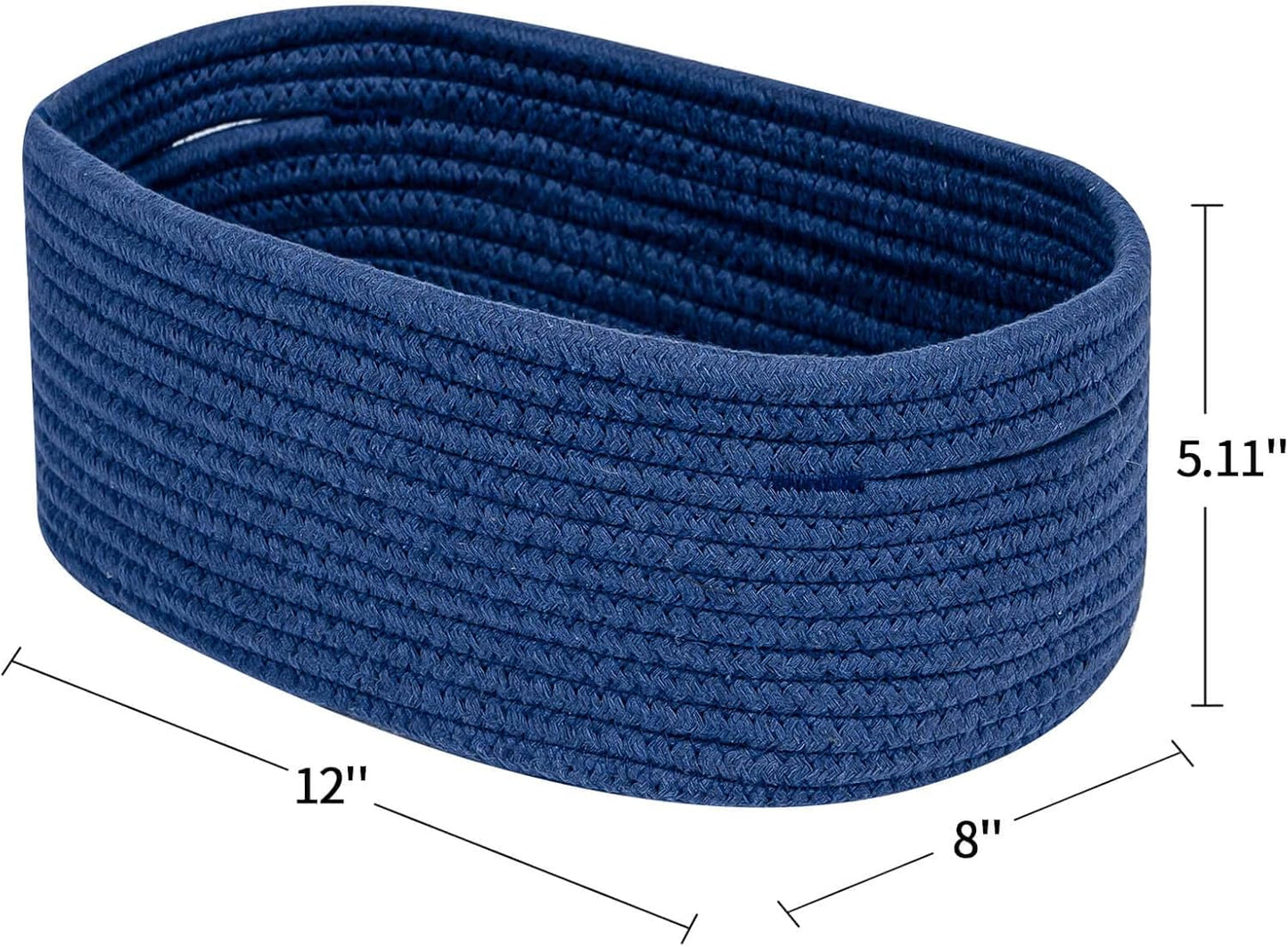 CubesLand Small Storage Baskets for Shelves, Navy Blue Closet Organization Storage Bins Empty Gift Basket 3 Packs Baby Nursery Woven Baskets for Organizing, Rectangular Clothes Closet Shelves Baskets