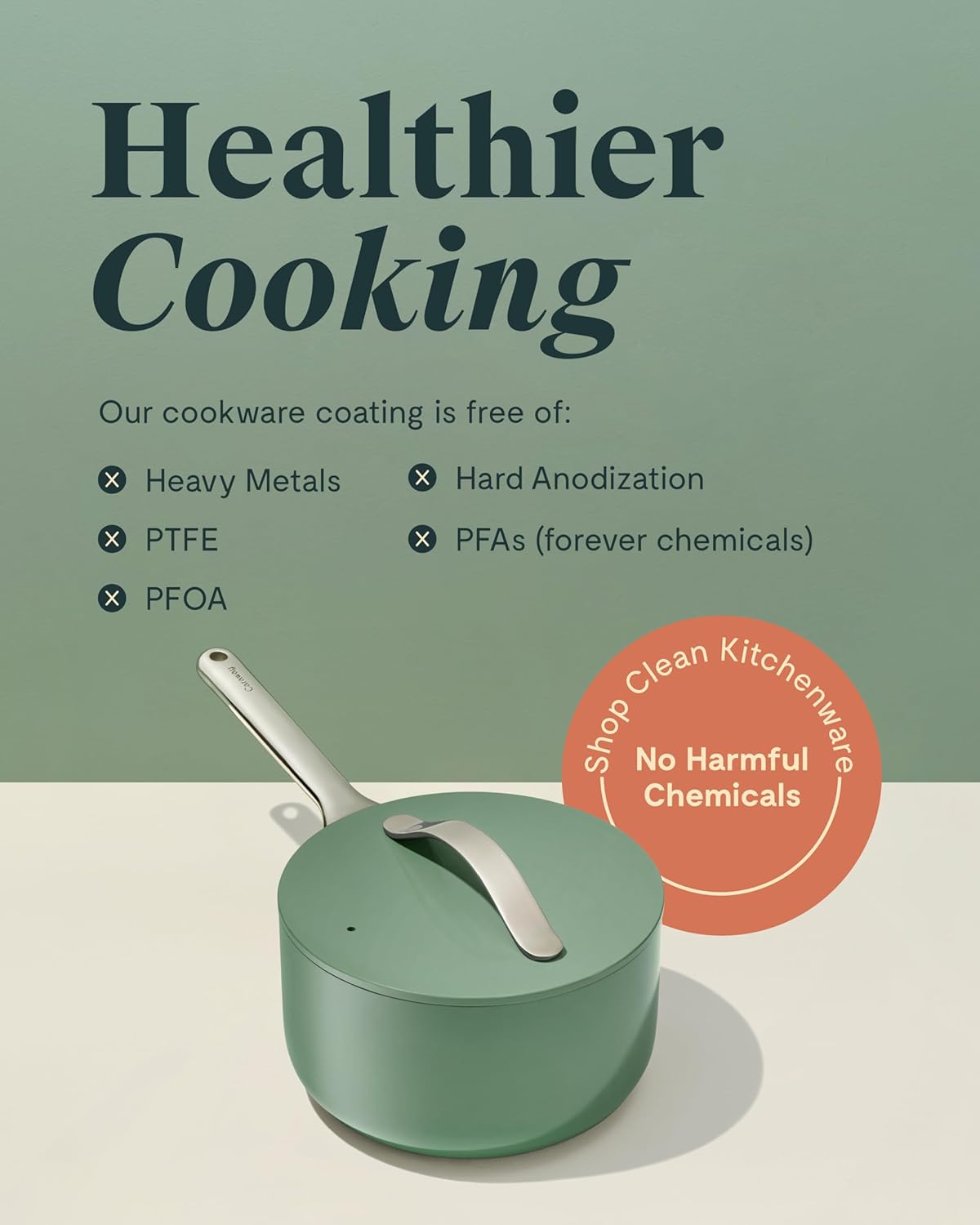 Caraway Nonstick Ceramic Sauce Pan with Lid (1.75 qt) - Non Toxic, PTFE & PFOA Free - Oven Safe & Compatible with All Stovetops (Gas, Electric & Induction) - White