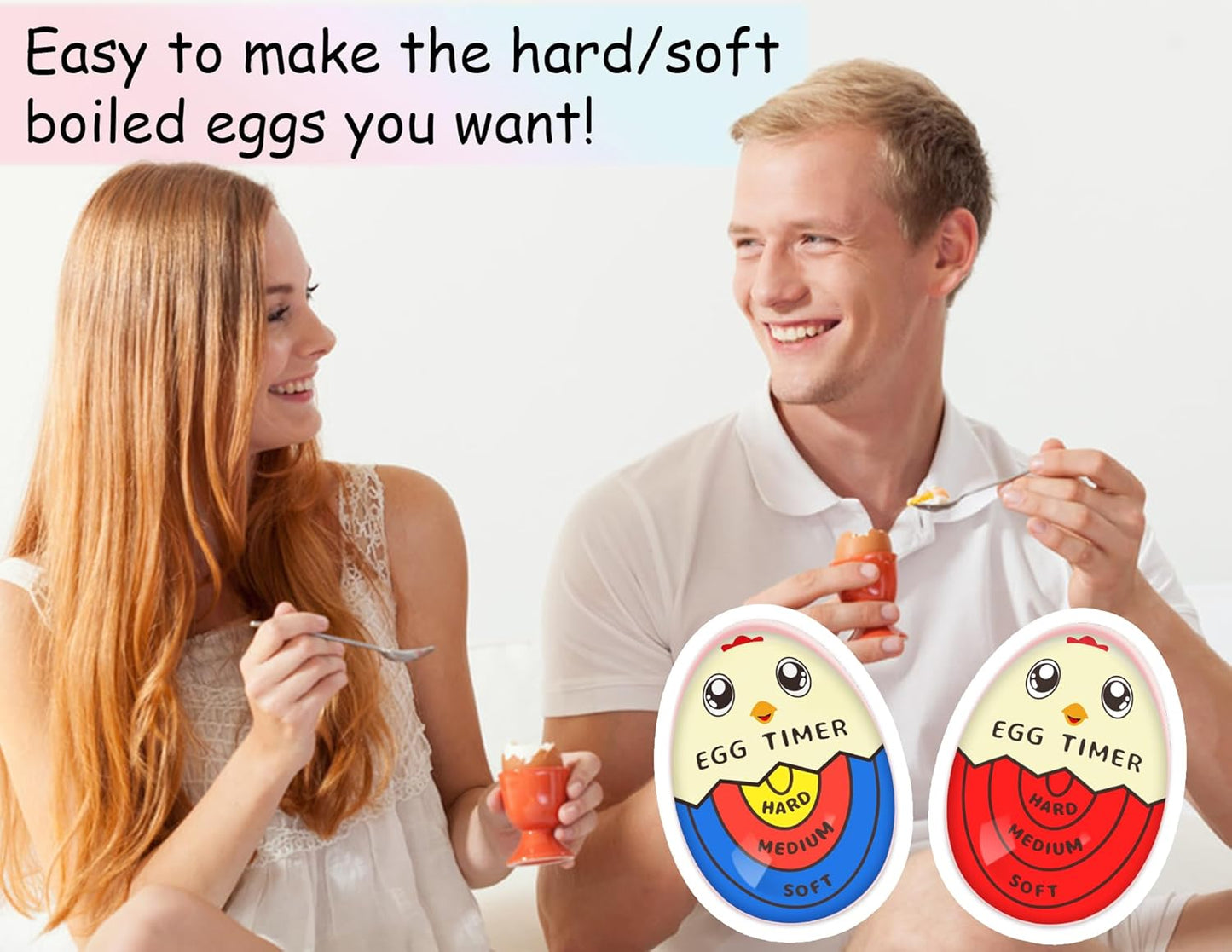 Lasubst Egg Timer That Goes in Water for Soft Medium Hard Boiled Eggs, 1 Red 1 Color