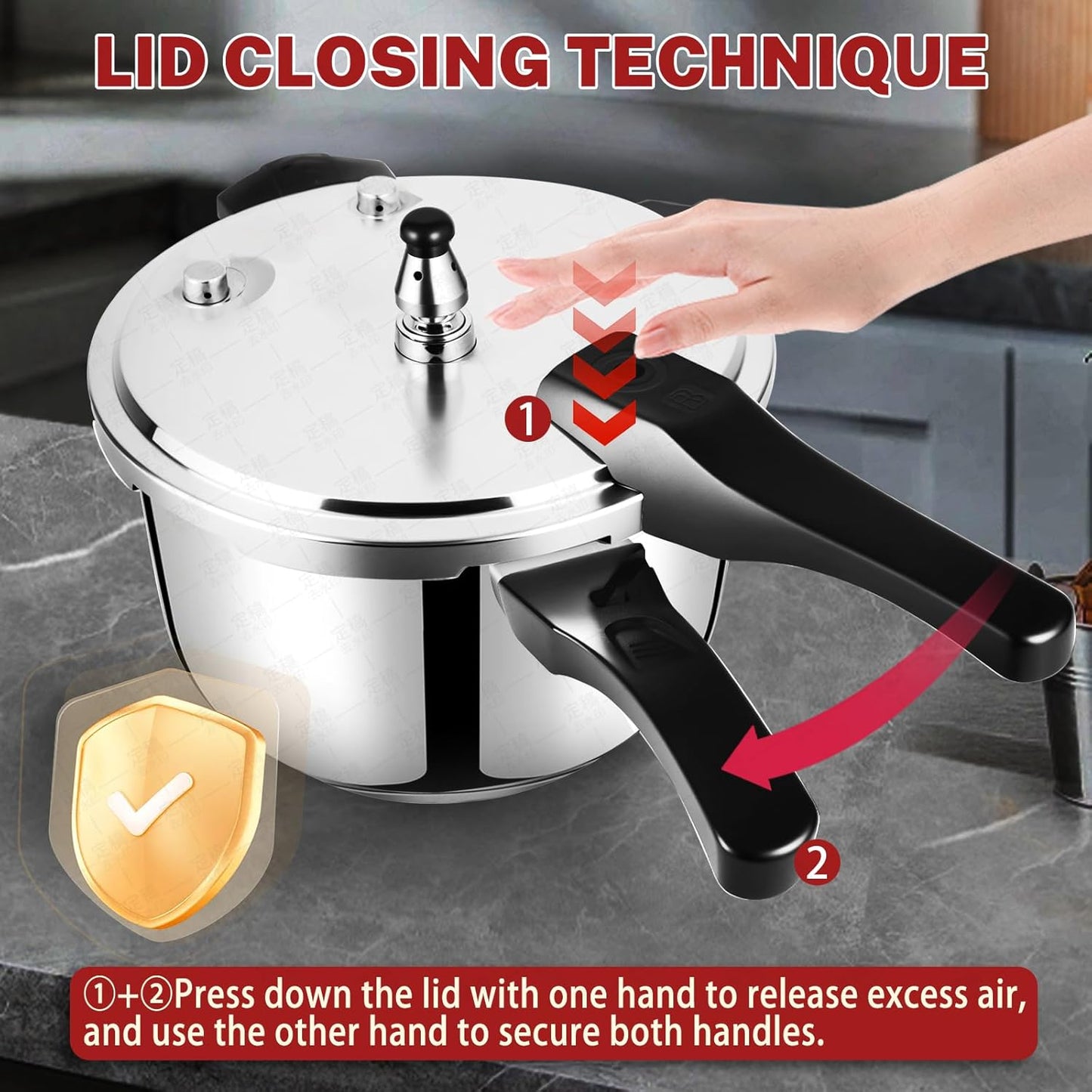 Stainless Steel Pressure Cooker 8 Quart, Stove Top & Induction Compatible, Heavy-Duty Multi-Safety System, Food-Grade for Home Commercial Use, Deeluban