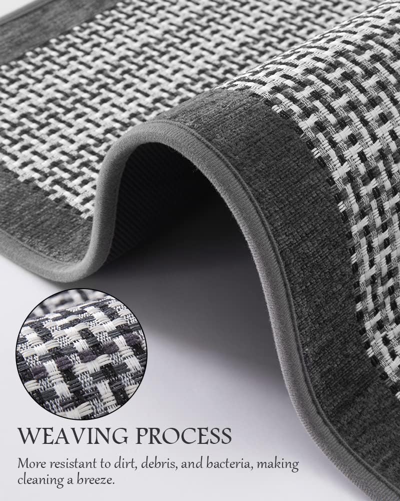 PADOOR Kitchen Mats for Floor, Kitchen Rugs Non Slip Washable, Half Circle Kitchen Floor Mat Sink Rug Rubber Backed Super Absorbent, 20”x32” Grey