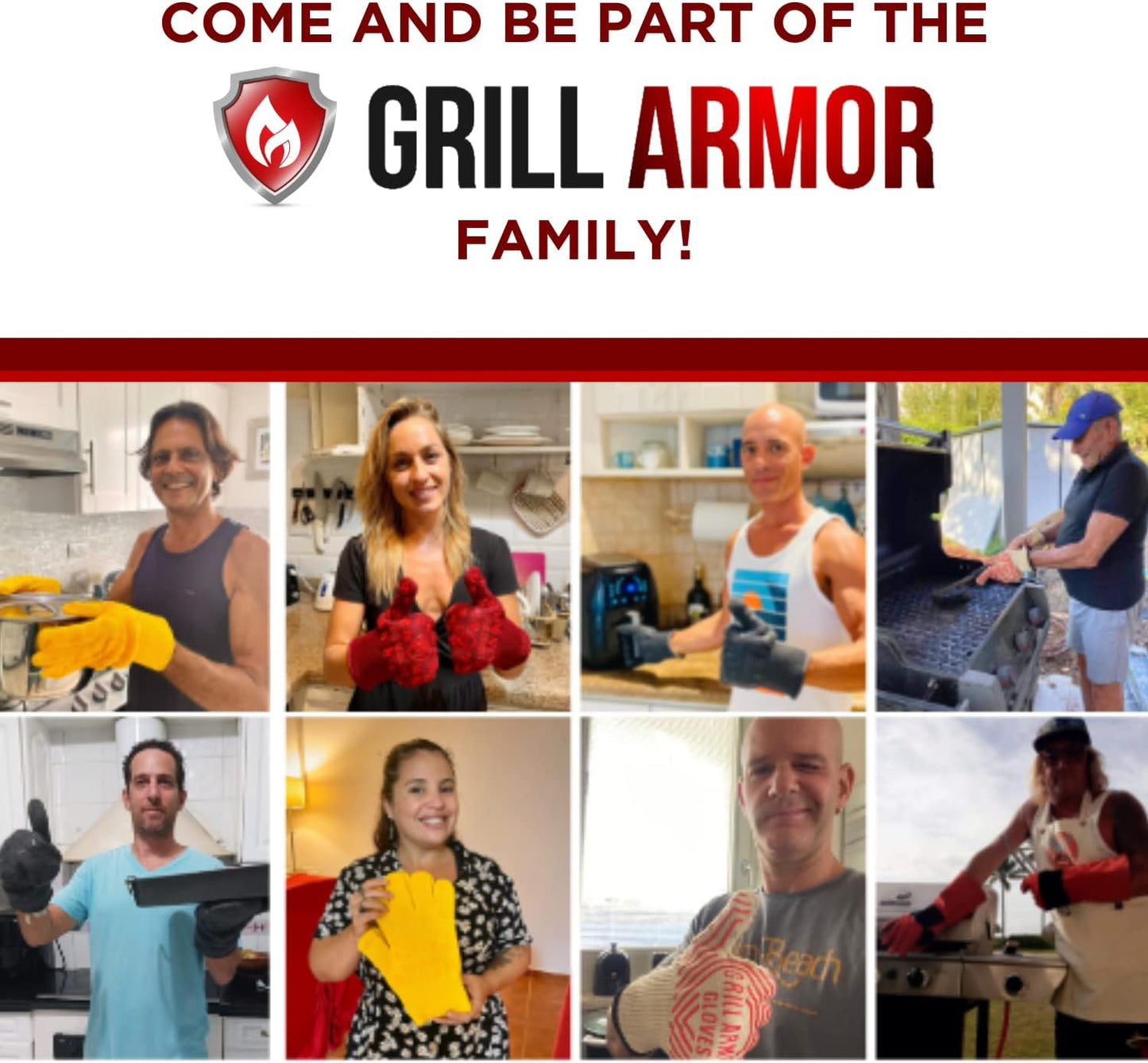 Grill Armor Oven Gloves 932°F Extreme Heat & Cut Resistant Oven Mitts with Fingers for BBQ, Cooking, Grilling, Baking – Accessory for Smoker, Cast Iron, Fire Pit, Camping, Fireplace, Griddle & More