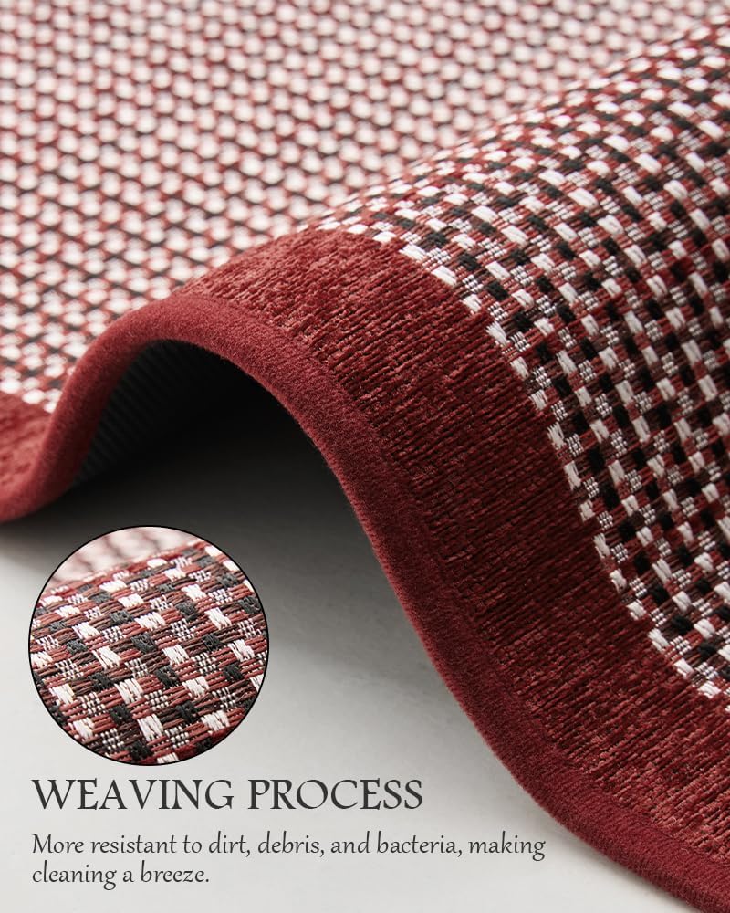 PADOOR Kitchen Mats for Floor, Kitchen Rugs Non Slip Washable, Rubber Backed Christmas Kitchen Runner Super Absorbent Xmas Kitchen Floor Mat Sink Rug, 20”x32” Red