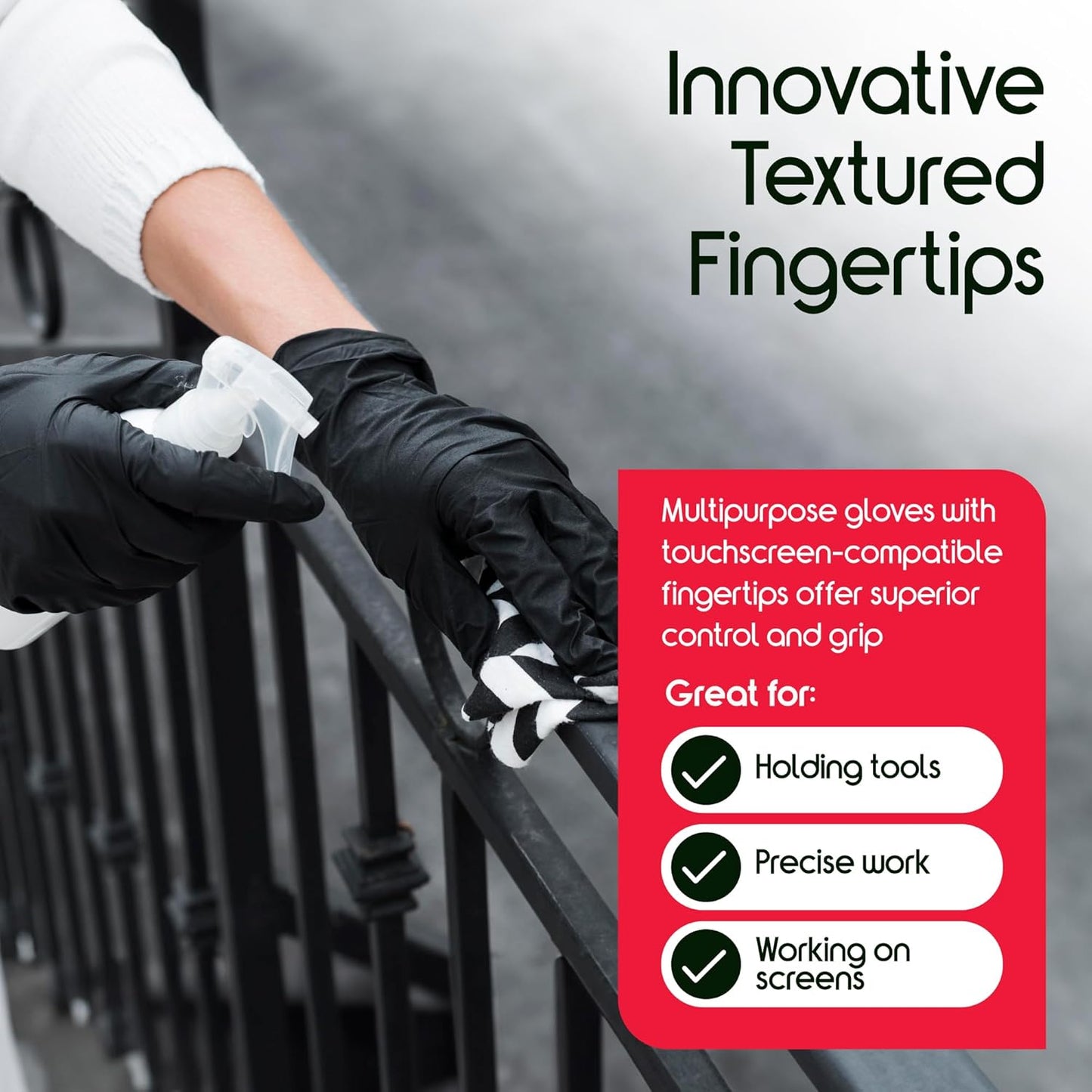 Inspire Black Nitrile Gloves | THE ORIGINAL Quality Black Gloves Disposable Latex Free | 4.5 Cooking