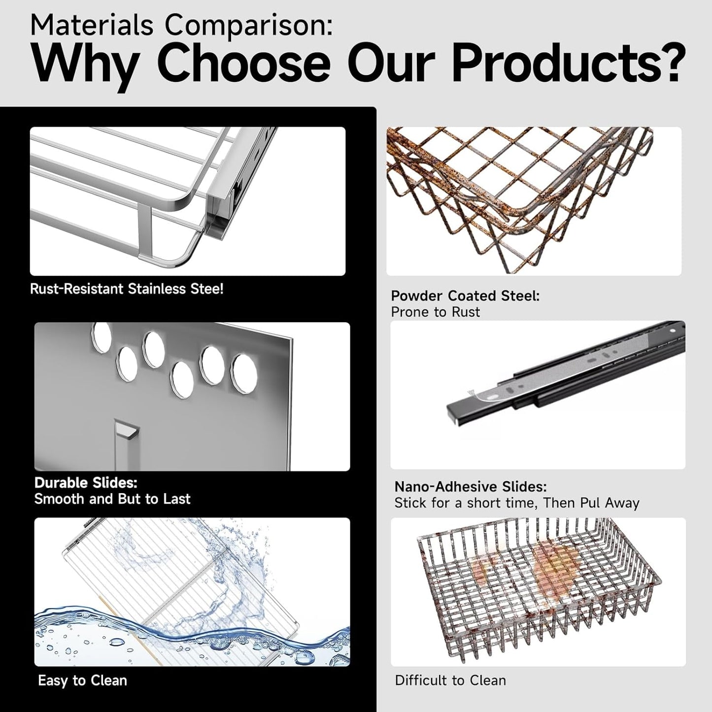 1Pack Expandable Pull Out Cabinet Organizer, Slide Out Drawers for Kitchen Cabinets, Heavy Duty Drawer Slides for Home Kitchen Pantry Cupboard Pots Pans, Adjustable Width 12.3"~18.5" W x 22.5''D