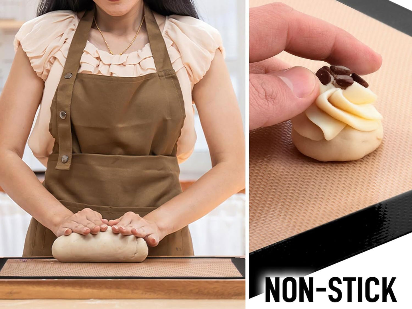 Zulay Kitchen Silicone Baking Mat Sheet Set - Reusable Baking Mat Nonstick - Half Sheet Baking Mat For Oven (Black, 1 Pack)