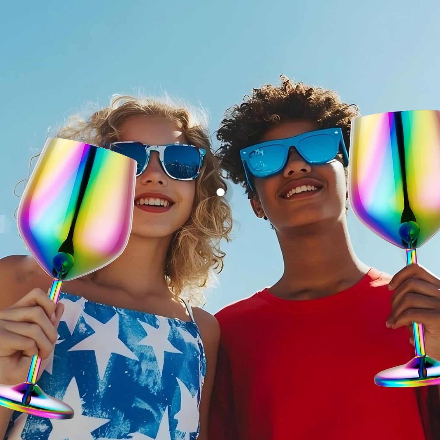 Stainless Steel Wine Glasses Set of 2, 18 oz Unbreakable Colorful Wine Glass Unique Metal Wine Goblets for Outdoor Capming and Pool Gift for Wine Lovers