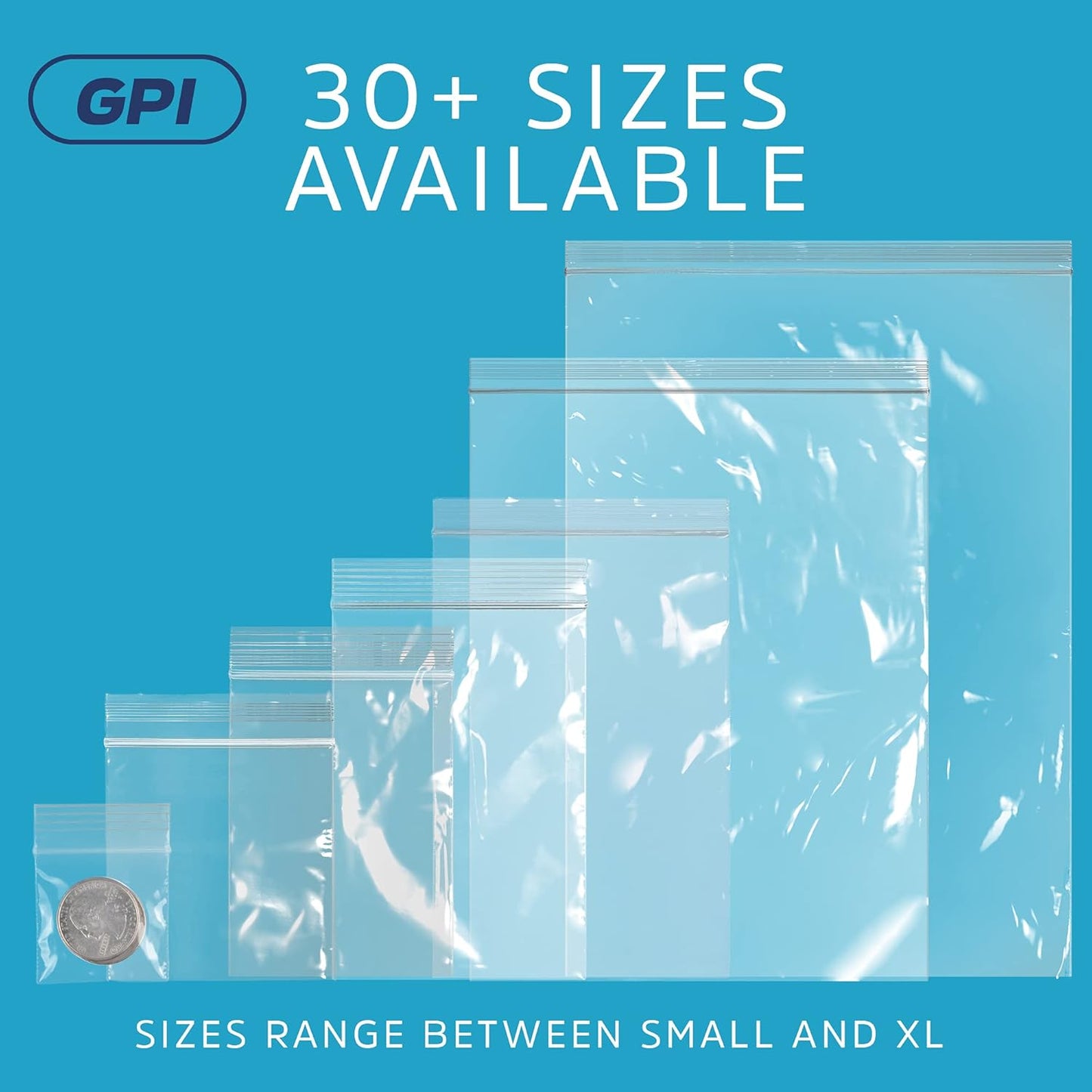 GPI - 15" x 15", Case of 1000, Clear Plastic Reclosable Zip bags, Large, Bulk 2 mil Thick Strong & Durable Poly Baggies With Resealable Zip Top Lock For Travel, Storage, Packaging & Shipping.