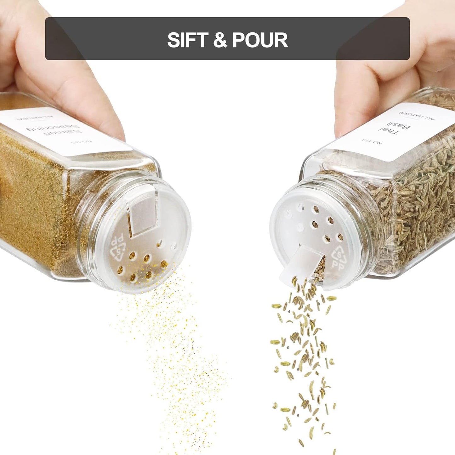 Spice Drawer Organizer with 24 Spice Jars and 216 Labels,Non-slip Rubber, Bamboo 4 Tier Spice Racks Tray Seasoning Containers for Kitchen Drawers,Cabinets,Countertops,13" Wide * 15.8" Deep