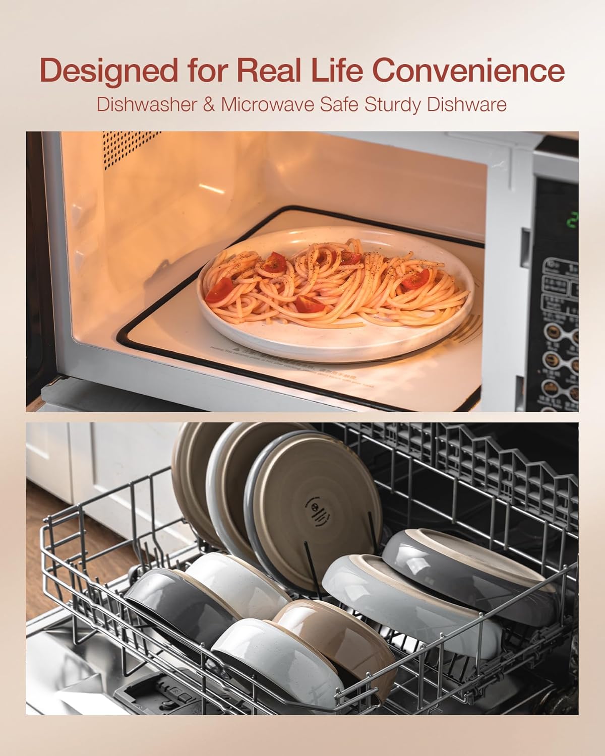 Famiware Milkyway Dinnerware Sets, 24 Piece Dish Set, Plates and Bowls Sets for 8, Multi-color