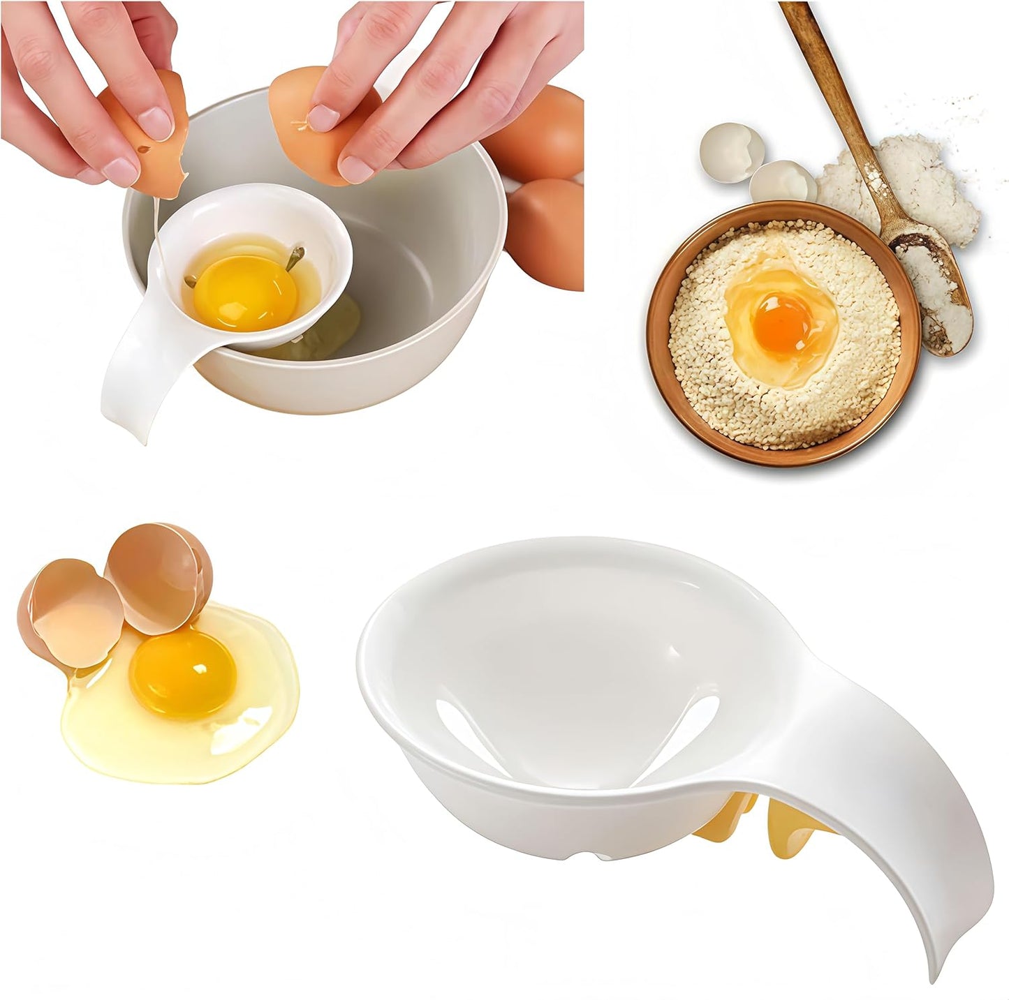 1Pcs Cute Egg Separator, Ceramics Vomiting Chicken Egg Yolk White Separator, Practical Household Small Egg Filter Splitter, Kitchen Gadget Baking Assistant Tool, Dishwasher Safe (1)