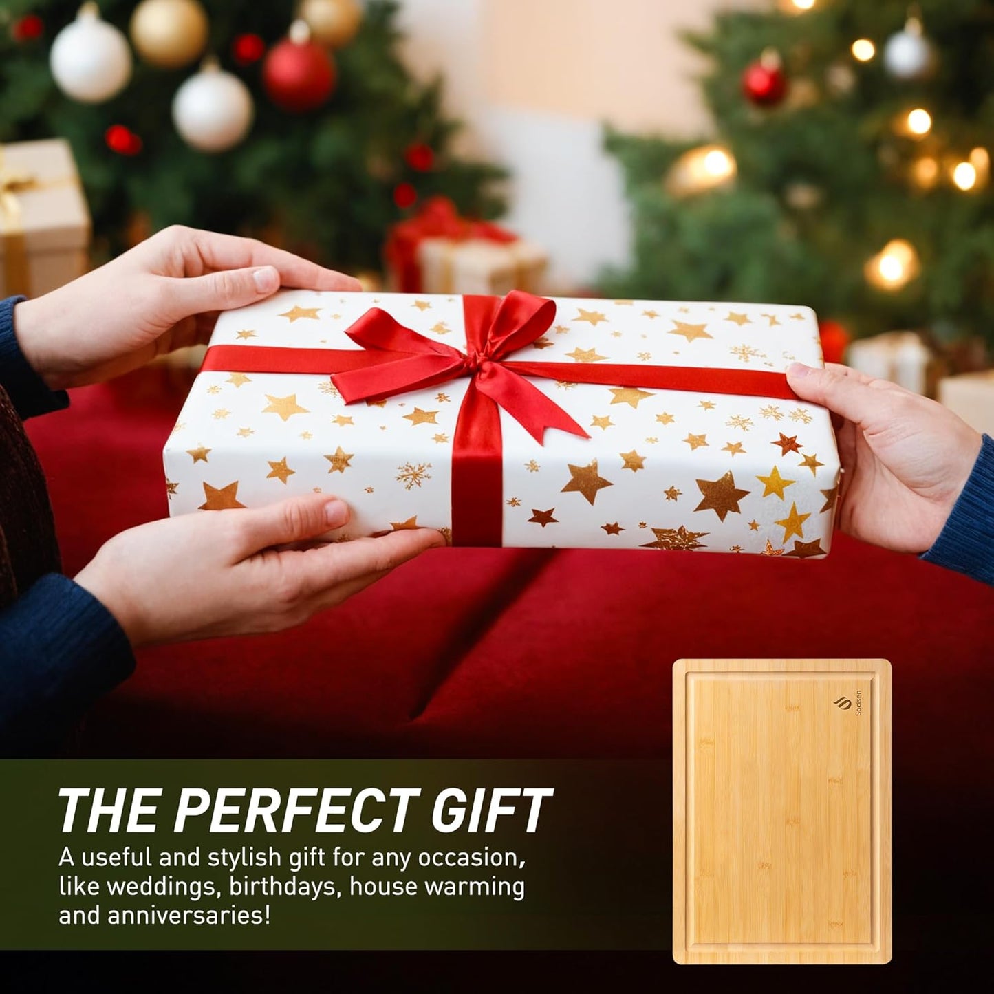 Extra Large Charcuterie Bamboo Board Non Slip Feet Over Sink Wooden Cutting Chopping Board Butcher Block Nice Solid Thick Juice Groove Big Xl XXl xlarge Hardwood Kitchen Counter Organic Meat BBQ Kit