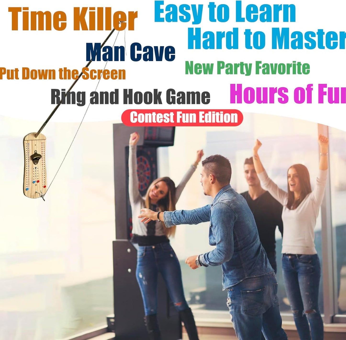 Hook and Ring Toss Game Bottle Opener Ring Toss Game for Indoor Outdoor Party Man