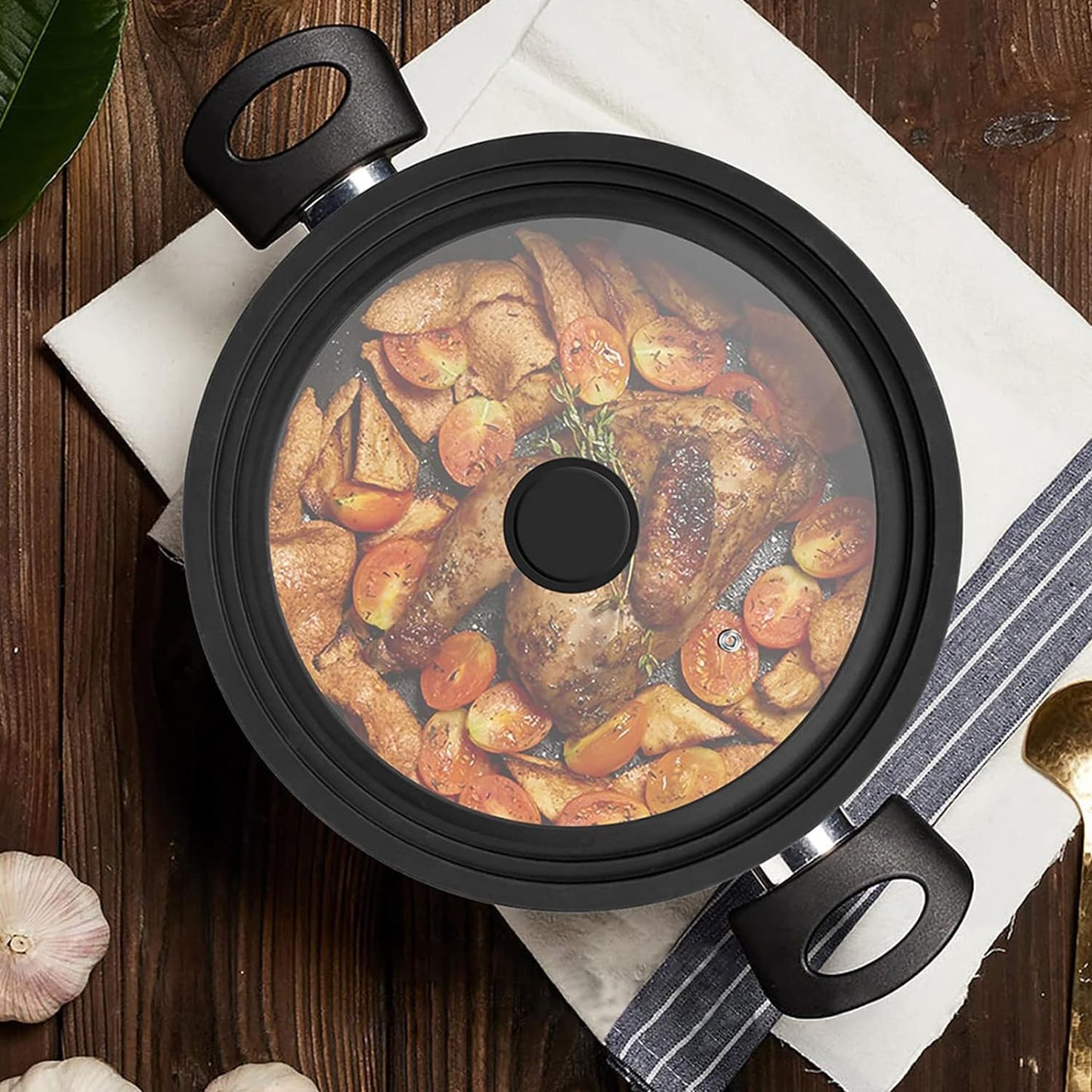 Universal Lid for Pots, Pans and Skillets, Tempered Glass Lid fit 7", 8", 9" & 10" 11" 12" Skillets, Pots, Frying Pans, Cast Iron, Crock Pot and Other Glass Covers Replacement