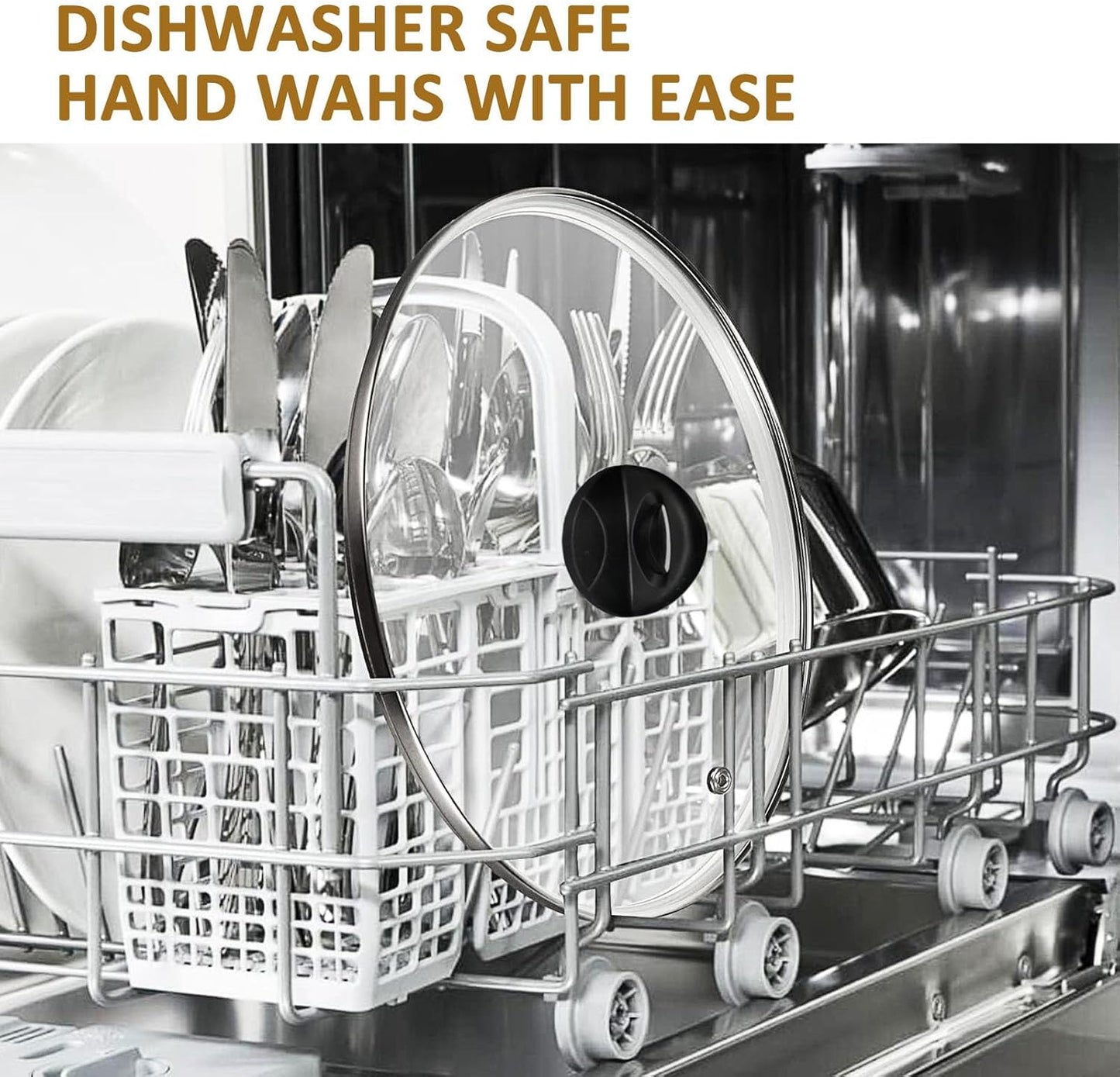 Glass Lids for Pot and Pan, 8, 9.5, 10.25, 11, 12, 12.6, 13.5, 14 Inch Tempered Replacement for Covers Kitchen Cookware, Frying Pan, Wok, Skillet (14 Inch)