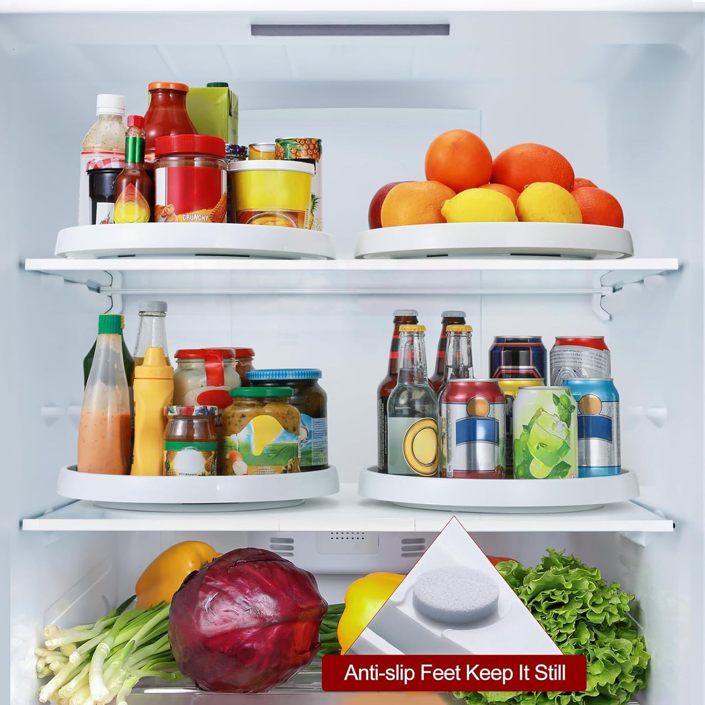 2 Pack, 12-Inch Non-Skid Lazy Susan Organizers - Turntable Rack for Pantry Organization and Storage, Kitchen, Fridge, Cabinets, Bathroom Makeup Vanity Countertop, Under Sink Organizing, Spice Rack