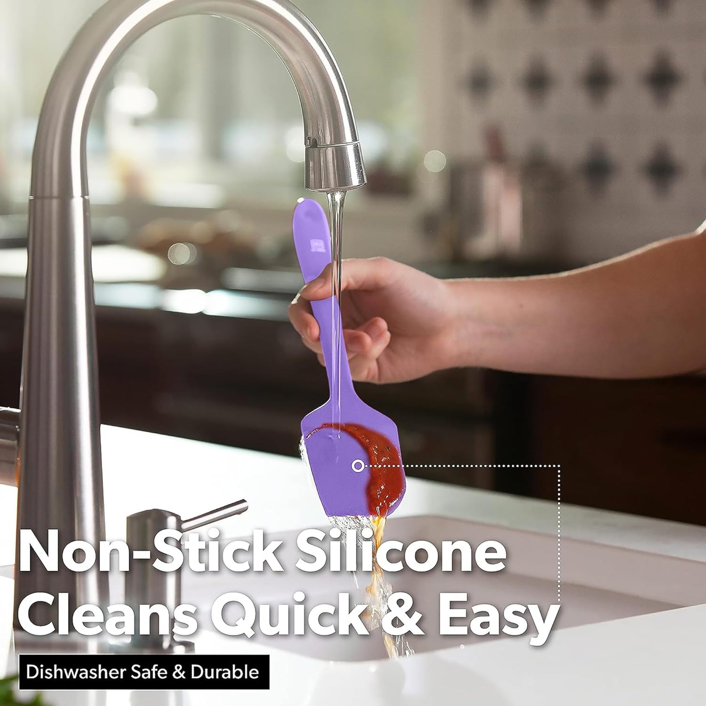 DI ORO Silicone Spatula Set - Rubber Kitchen Spatulas for Baking, Cooking, & Mixing - 600°F Heat-Resistant & BPA Free Silicone Scraper Spatulas for Nonstick Cookware - Dishwasher Safe (4pc, Lavender)