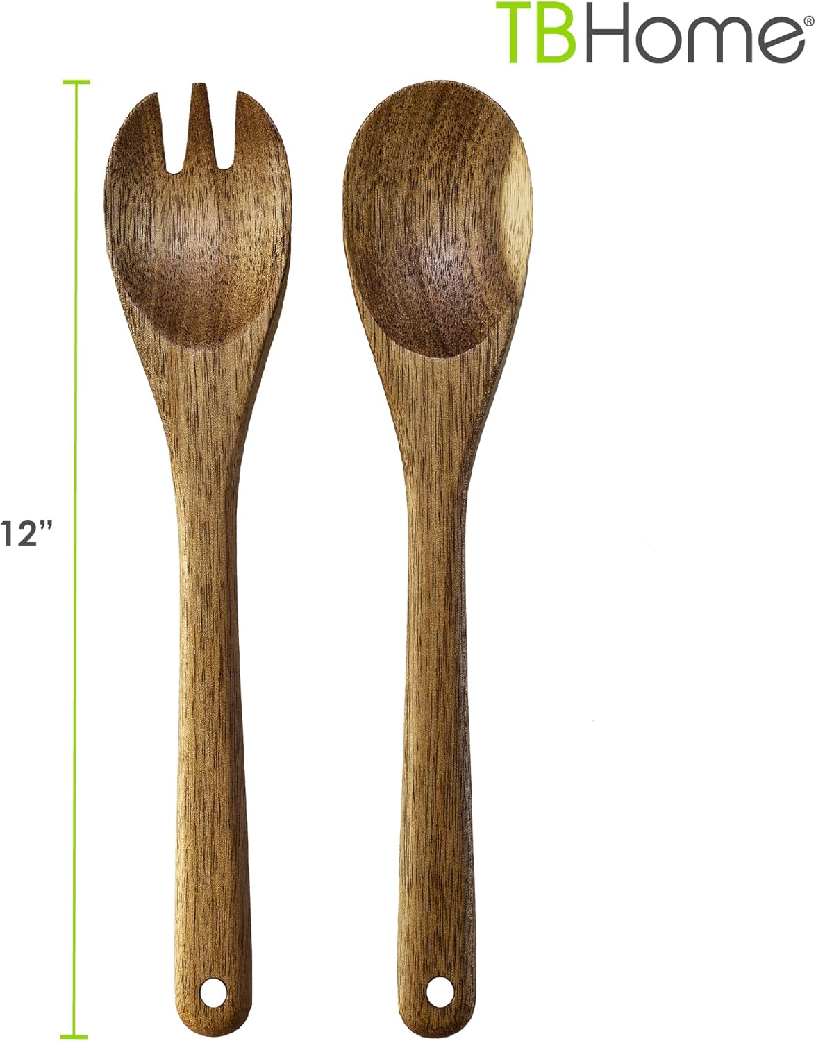 Acacia Wood Salad Serving Set, Salad Spoon and Fork Set for Serving and Tossing