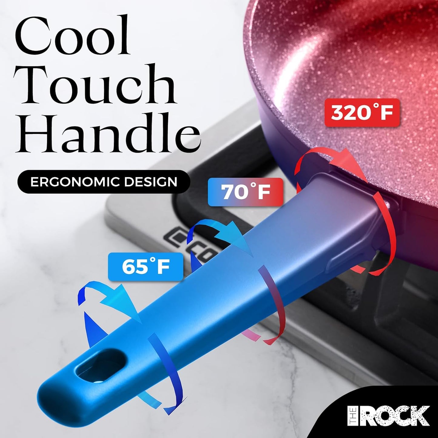 THE ROCK SOHO 8-Inch Non Stick Frying Pan – Nothing Sticks, Never Warps, Lasts Longer, Healthy Skillet with Heat-Resistant Handle, PFOA Free, Oven & Dishwasher Safe, Black