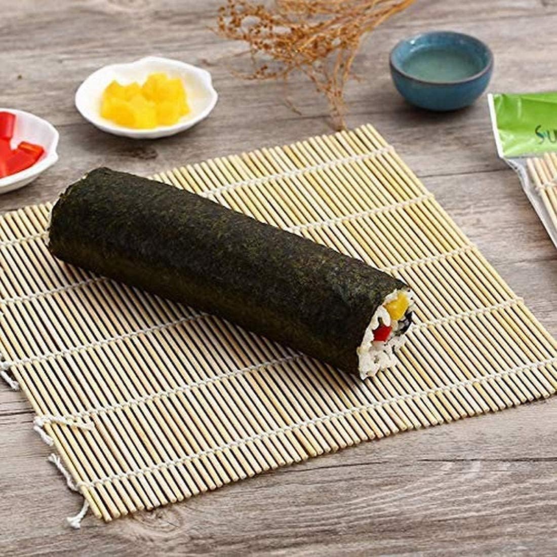 JapanBargain, Sushi Roll Bamboo Mat, 10.5" Square Natural Bamboo Sushi Rolling Mat for Making Sushi Rolls, Eco-Friendly, Reusable, Easy to Clean