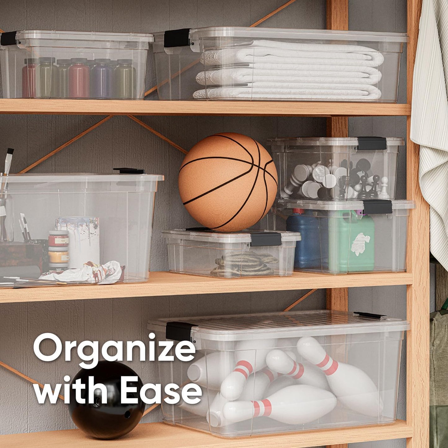 Superio Clear Storage Boxes with Lids, 1.27 Quart Plastic Container Bins for Organizing, Stackable Crates, BPA Free, Non Toxic, Odor Free, Organizers for Home, Office and Dorm, 2 Pack