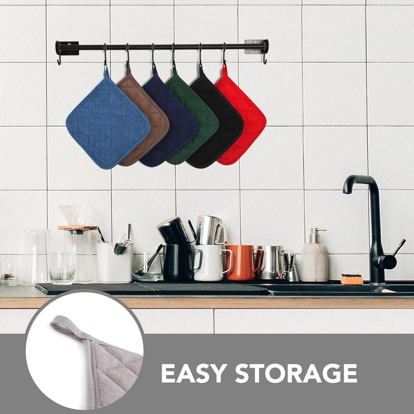 Joyhalo 4 Pack Pot Holders for Kitchen,Cotton Oven Holder with Great Heat Resistance,Non Slip Hot Pads for Kitchen Clearance,Grey